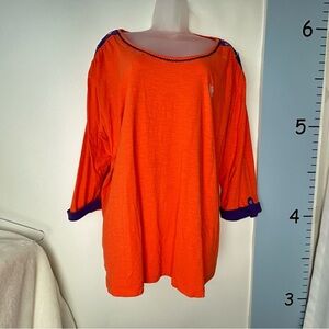 UG Apparel Orange with‎ Purple Accents Embroidered Paw 3X Women